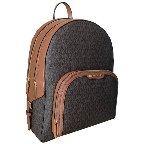Michael Kors Handbags - Michael Kors Jaycee Large Zip Pocket Backpack Brown